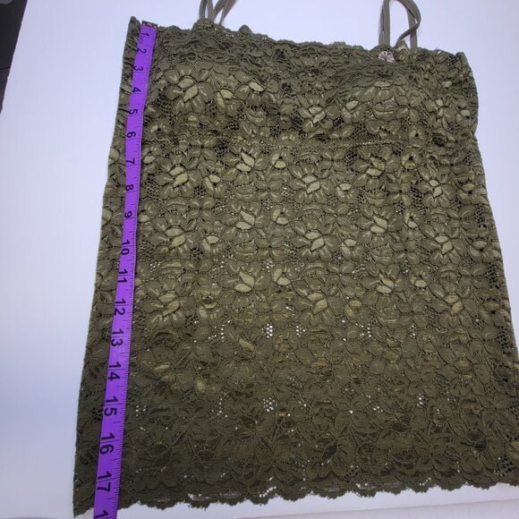 Olive Green Tank Top Lace Camisole SIZE M - Stretchy Top -  NEW - Picture 7 of 8